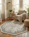 Seville Stripes Collection Area Rug -  Malaga (Ivory) Octagon Ivory  lifestyle 38