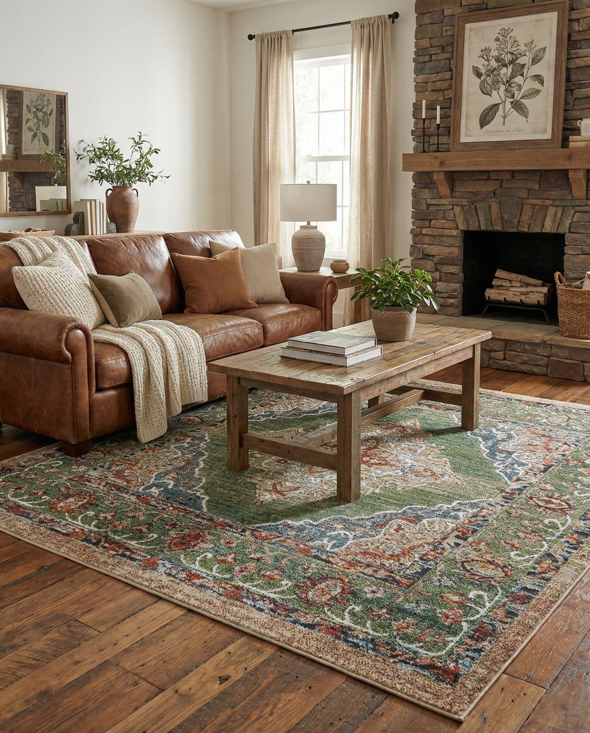 Savannah Soiree Collection Area Rug - Serengeti (Green) Square Green  lifestyle 34