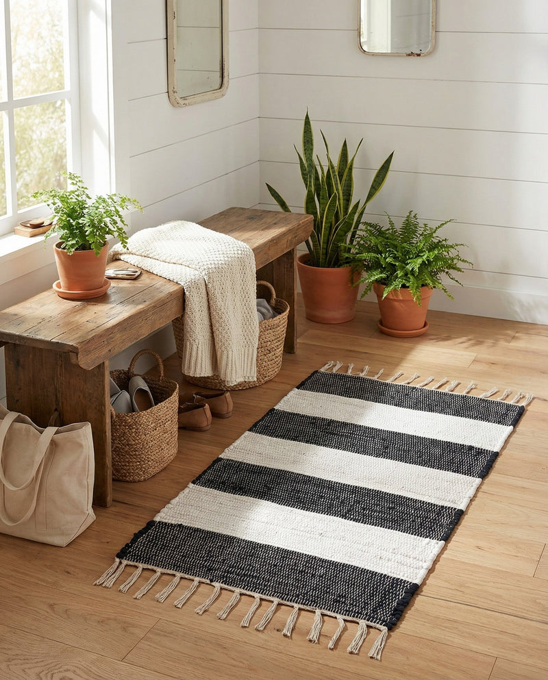 Tassel Trail Collection Area Rug - Pathway (Navy Blue) Rectangle Navy Blue  lifestyle 20