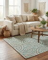 Savannah Threads Collection Area Rug -  Thar Rectangle Blue and Ivory  lifestyle 12