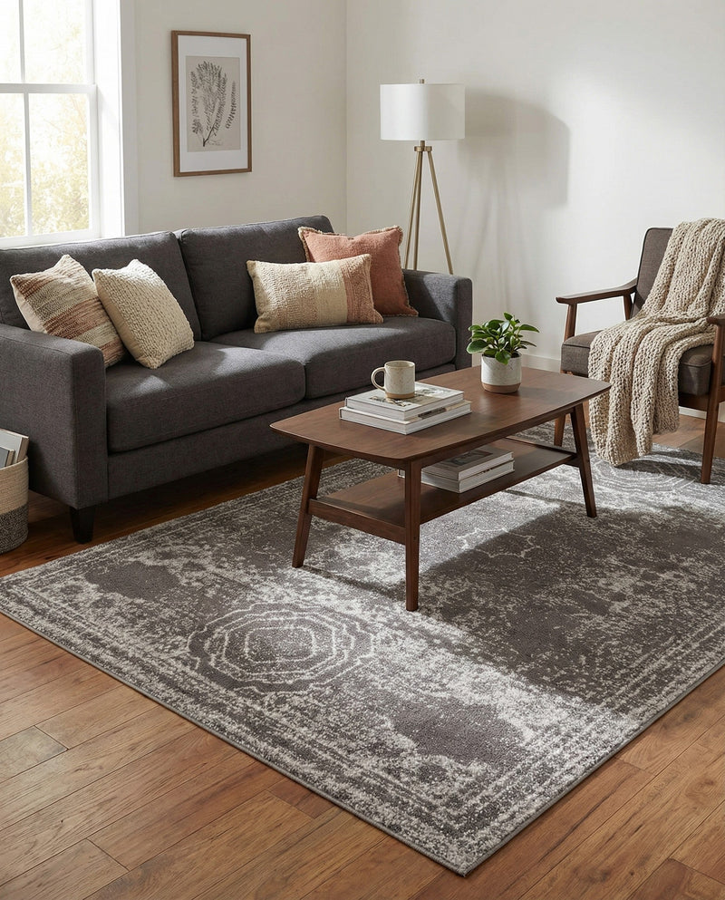 Dover Terrace Collection Area Rug -  Lagoon (Dark Gray) Rectangle Dark Gray  lifestyle 5