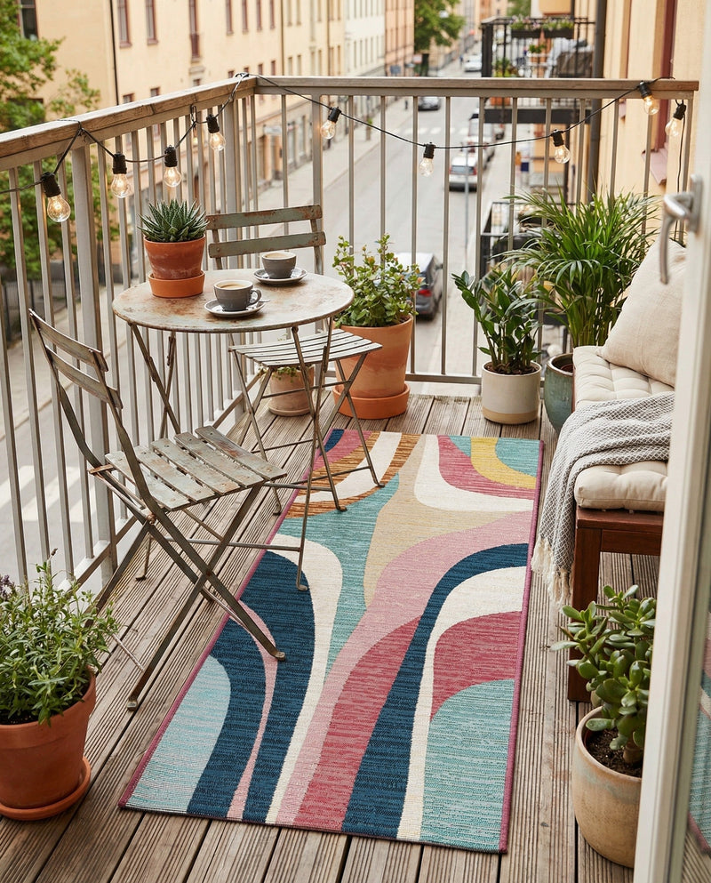 Urban Terrace Collection Area Rug - Venice Runner Multi  lifestyle 48