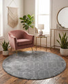 Hollywood Luxe Collection Area Rug - Sunset (Gray Silver) Round Gray Silver  lifestyle 53