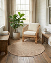 Garden Lattice Charm Collection Area Rug - Arbor (Beige) Round Beige  lifestyle 49