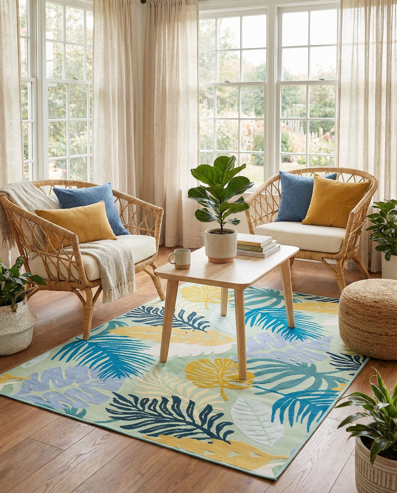 Seaside Blooms Collection Area Rug -  Sunkiss Rectangle Multi  lifestyle 7
