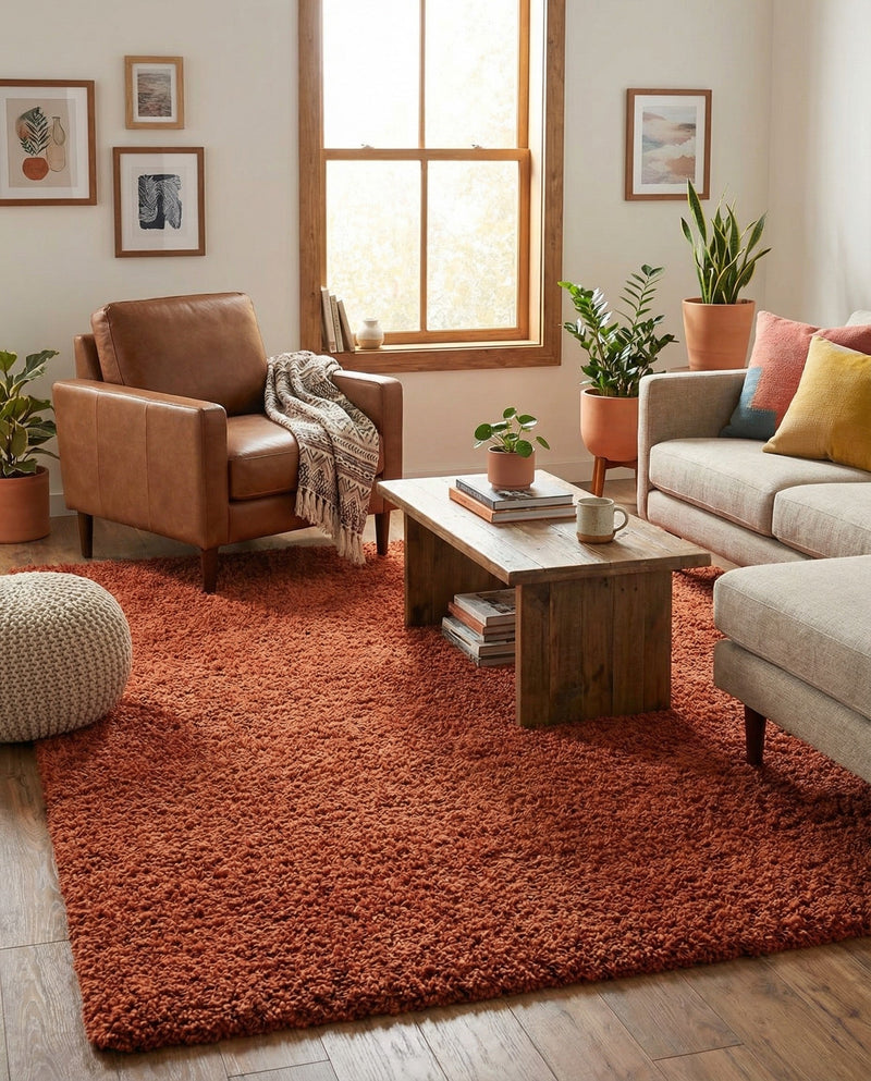 Plush Oasis Collection Area Rug - Serenity (Terracotta) Rectangle Terracotta  lifestyle 10