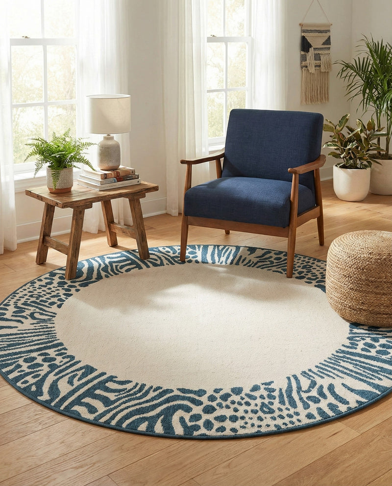Savannah Escape Collection Area Rug - Serengeti Round Ivory  lifestyle 47