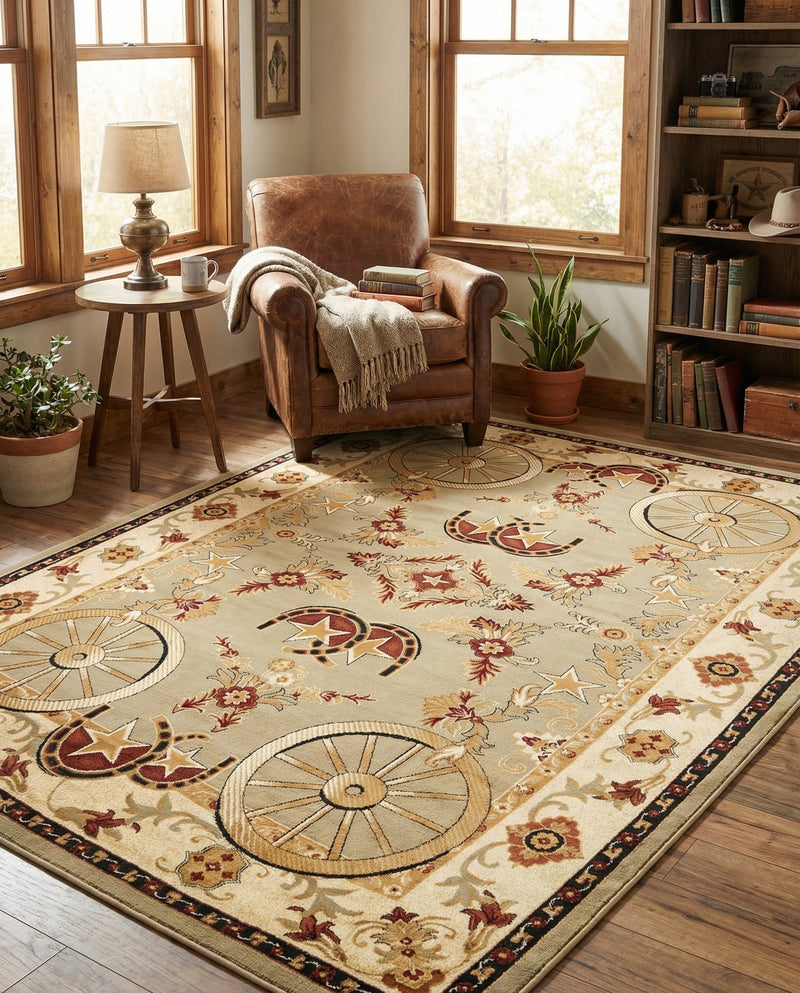 Frontier Trails Collection Area Rug -  Onyx Rectangle Green  lifestyle 28