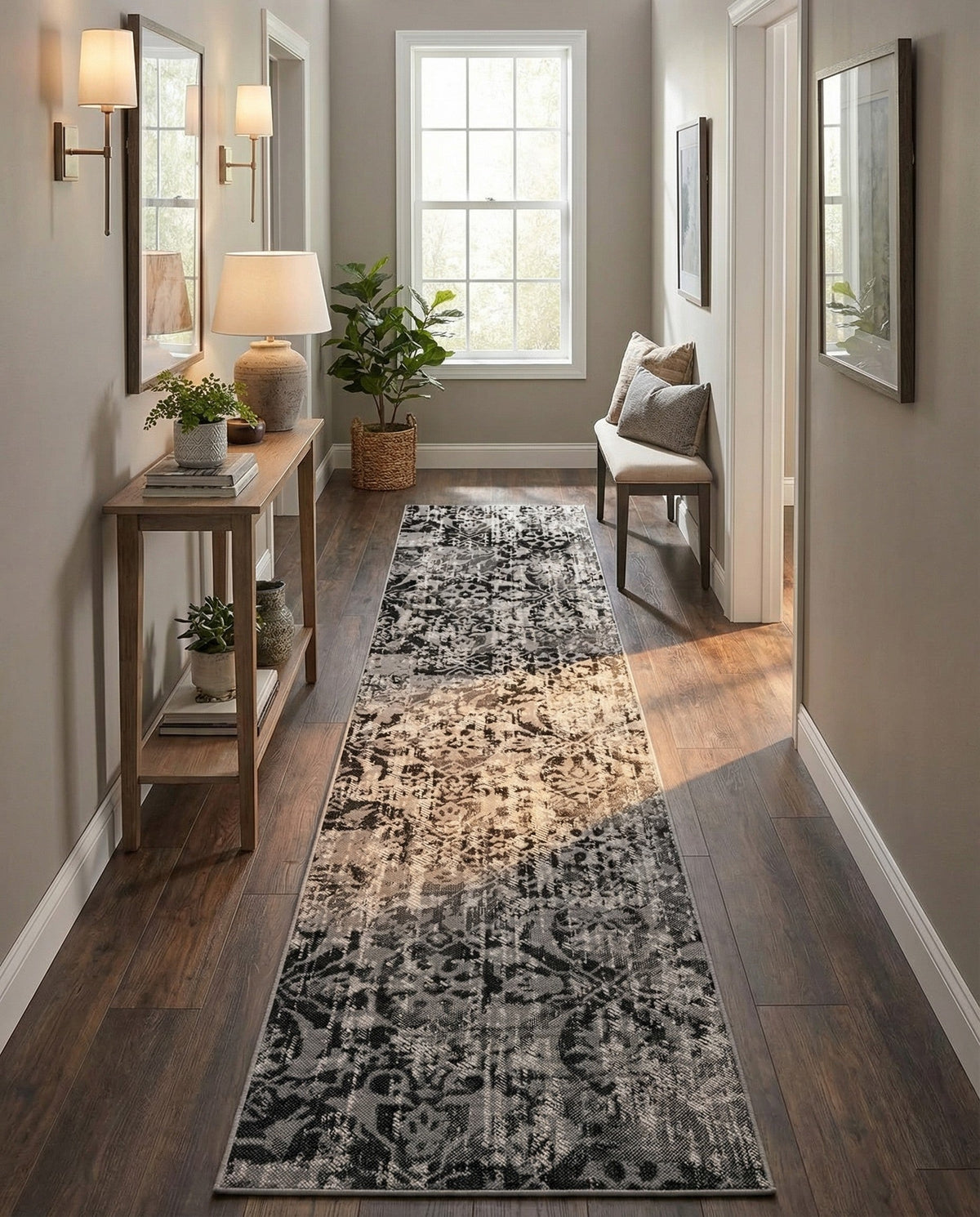Geneva Terrace Collection Area Rug -  Morges Runner Gray  lifestyle 100