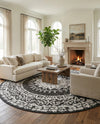 Patio Heritage Collection Area Rug -  Lafayette (Black and White) Round Black and White  lifestyle 55