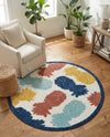 Caribbean Terrace Collection Area Rug -  Nevis Round White  lifestyle 80