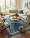 Terrace Fringe Collection Area Rug - Veranda (Blue) Rectangle Blue  lifestyle 8