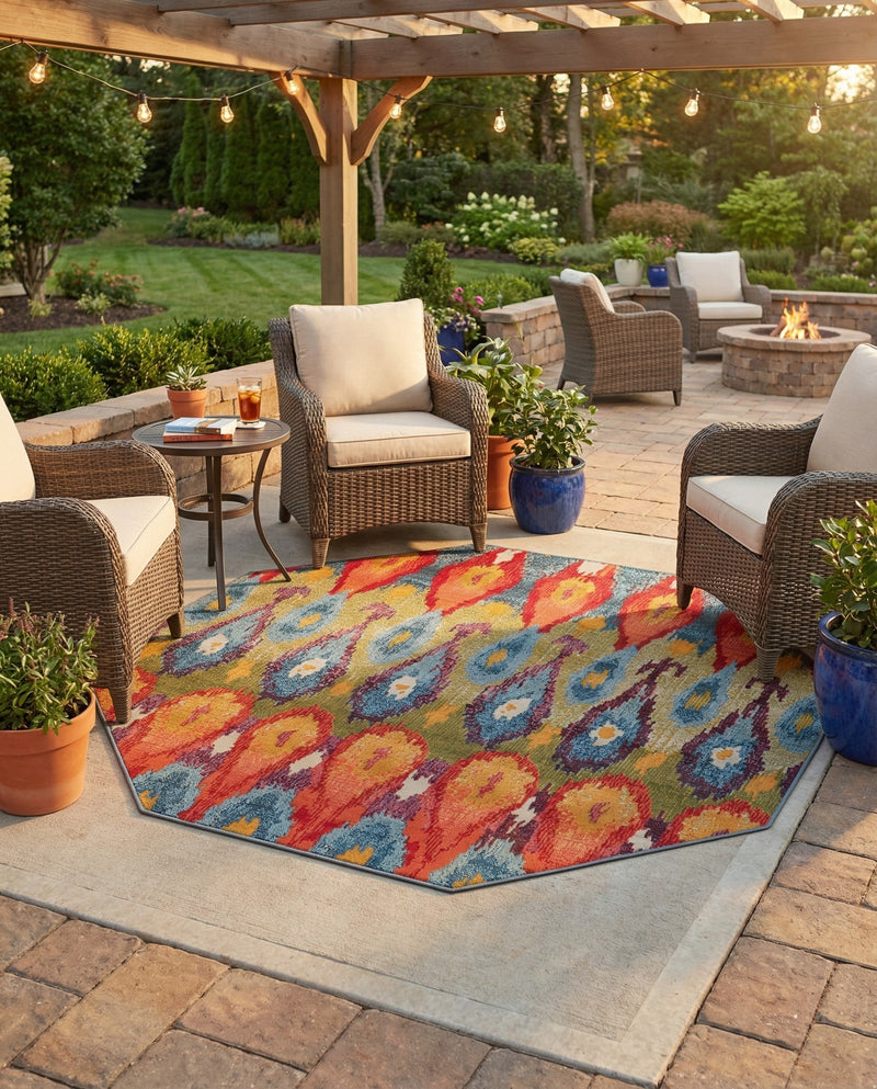 Urban Terrace Collection Area Rug -  Compass Octagon Multi  lifestyle 61