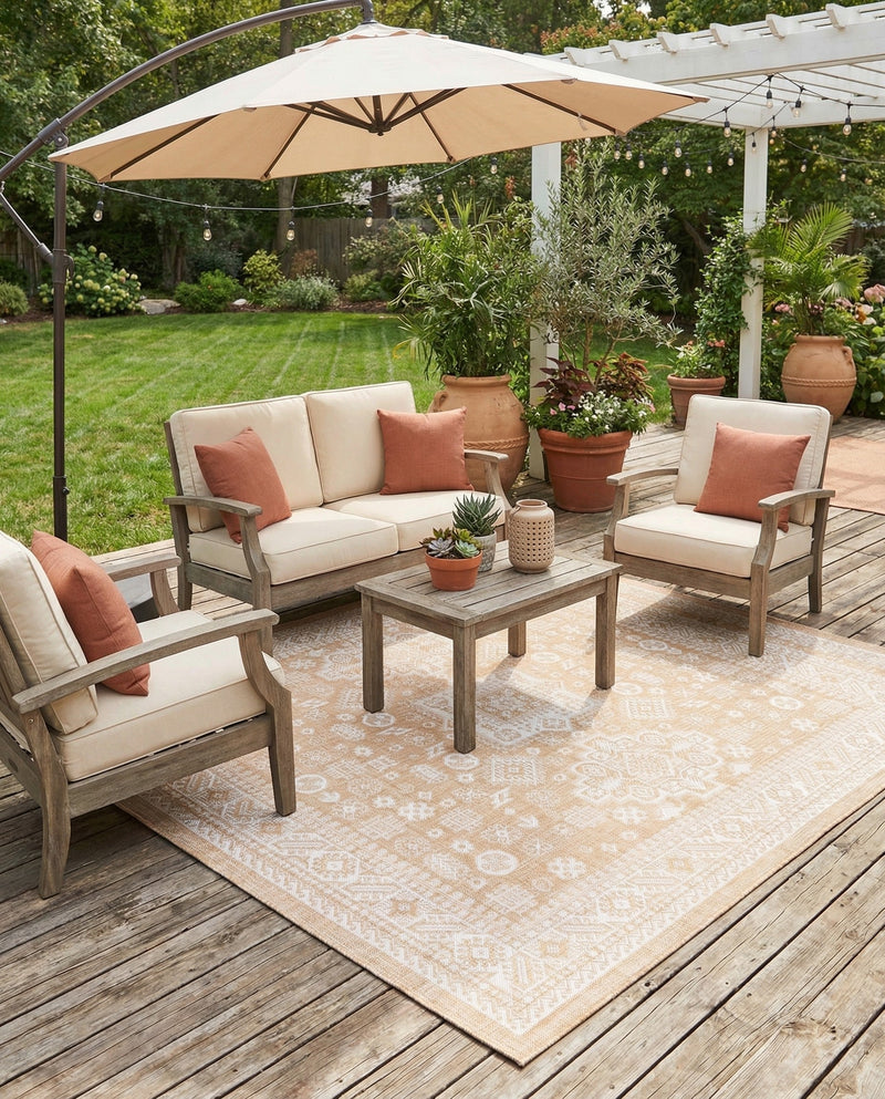 Tribal Terrace Treasures Collection Area Rug -  Incan Isle (Natural) Square Natural  lifestyle 81