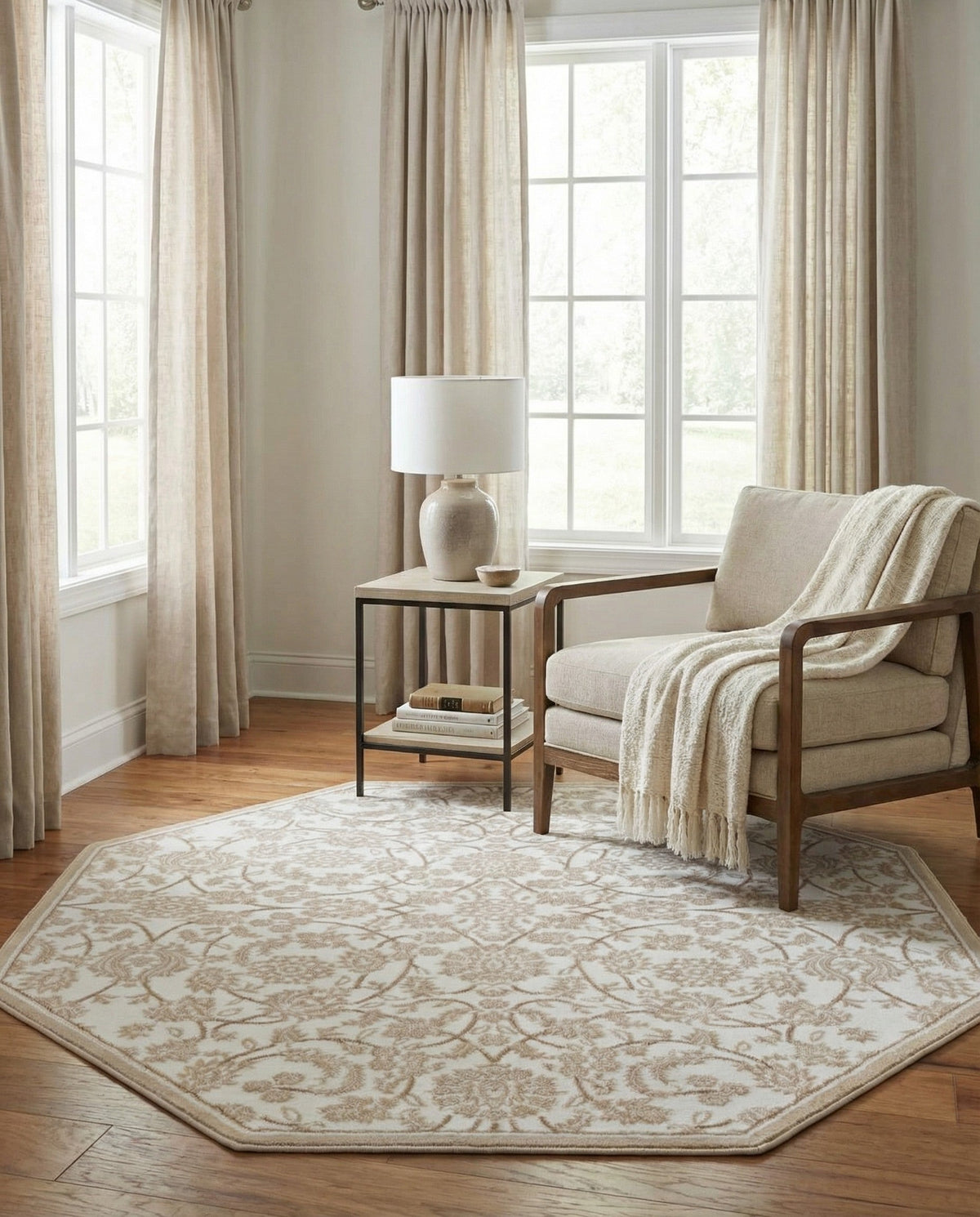 Andes Summit Collection Area Rug -  Chimborazo Octagon Snow White  lifestyle 82