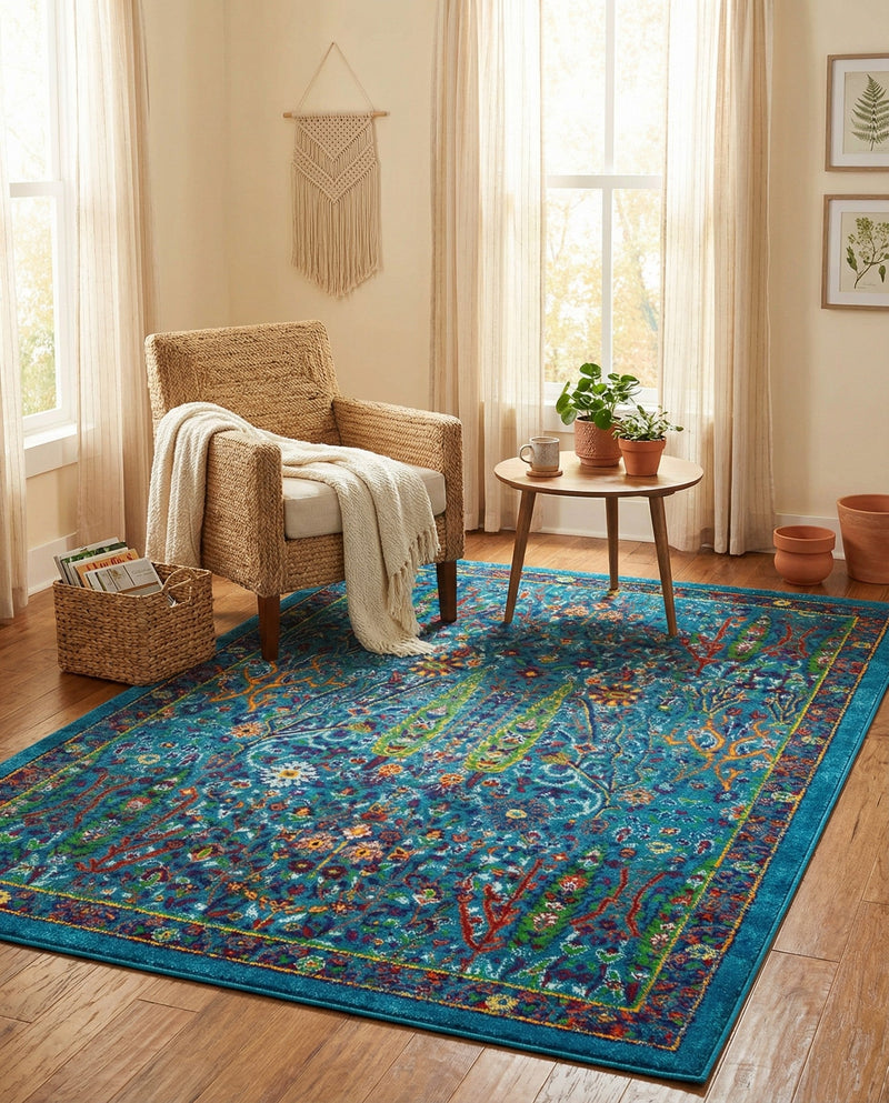 Caribbean Cove Collection Area Rug -  Tobago Rectangle Navy Blue  lifestyle 35
