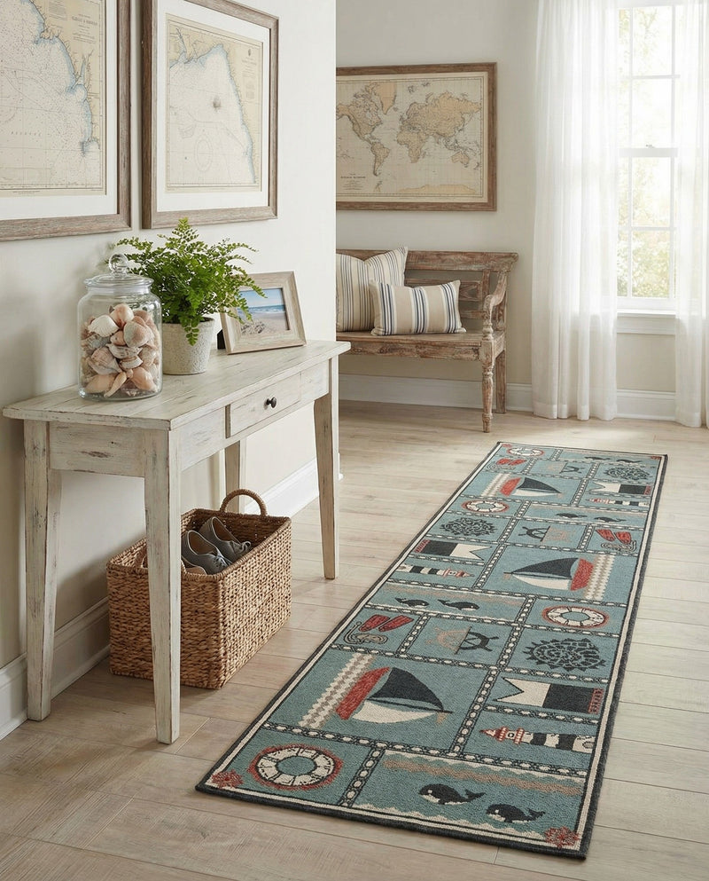 Seaside Haven Rugs Collection Area Rug -  Anchorage Runner Blue  lifestyle 55
