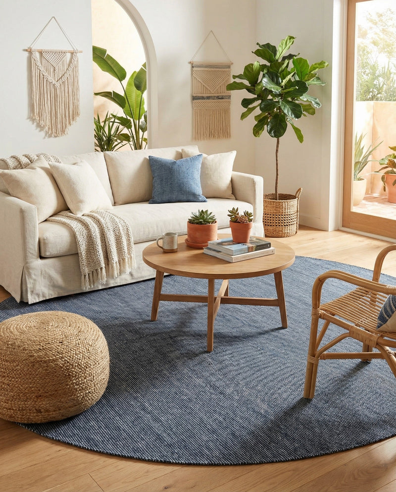 Jill Zarin Sedona Oasis Outdoor Collection Area Rug - Coconino (Navy Sky) Round Navy Sky  lifestyle 42
