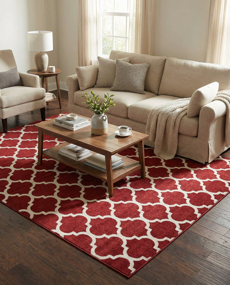 Lattice Gardens Collection Area Rug -  Bloomfield (Dark Terracotta) Square Dark Terracotta  lifestyle 54