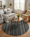 Garden Lattice Charm Collection Area Rug -  Pergola (Charcoal) Round Charcoal  lifestyle 42
