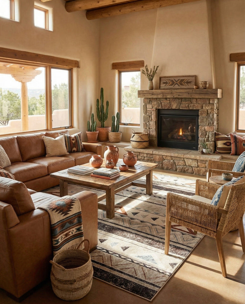 Desert Modern Eco Rug Series Collection Area Rug -  Arches Rectangle Gray  lifestyle 6
