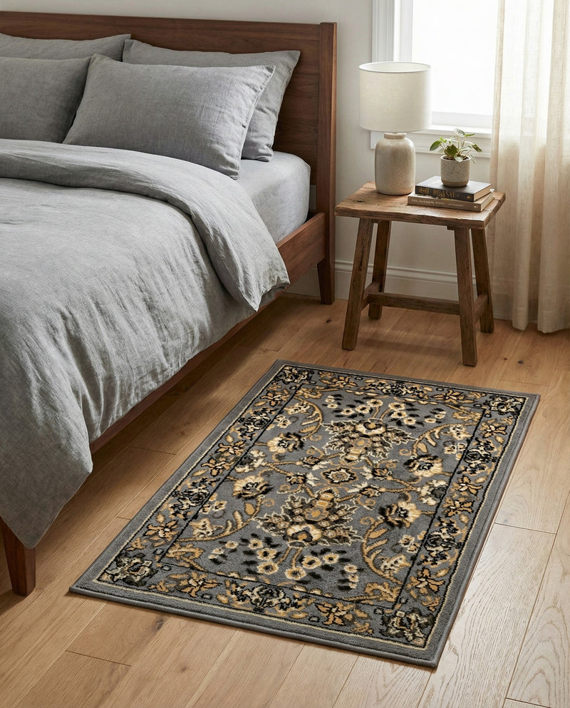 Isfahan Elegance Collection Area Rug - Naghsh-e Jahan (Gray) Rectangle Gray  lifestyle 7