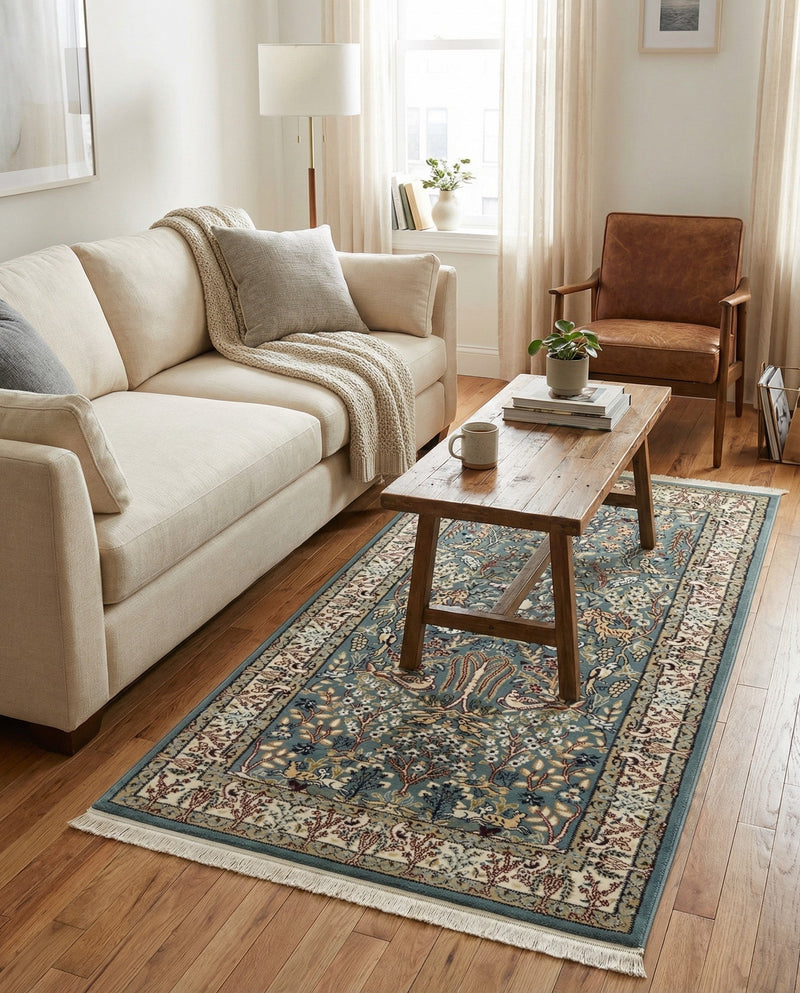 Persian Elegance Collection Area Rug -  Kerman (Blue) Rectangle Blue  lifestyle 25