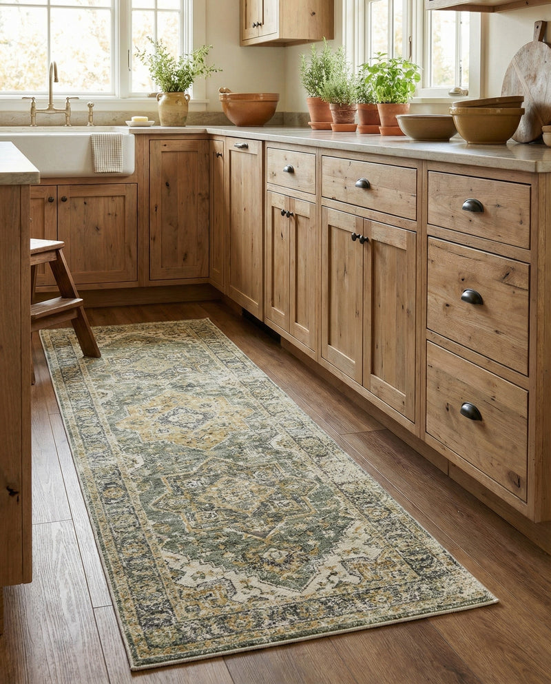 Savannah Soiree Collection Area Rug -  Everglade (Green) Runner Green  lifestyle 58