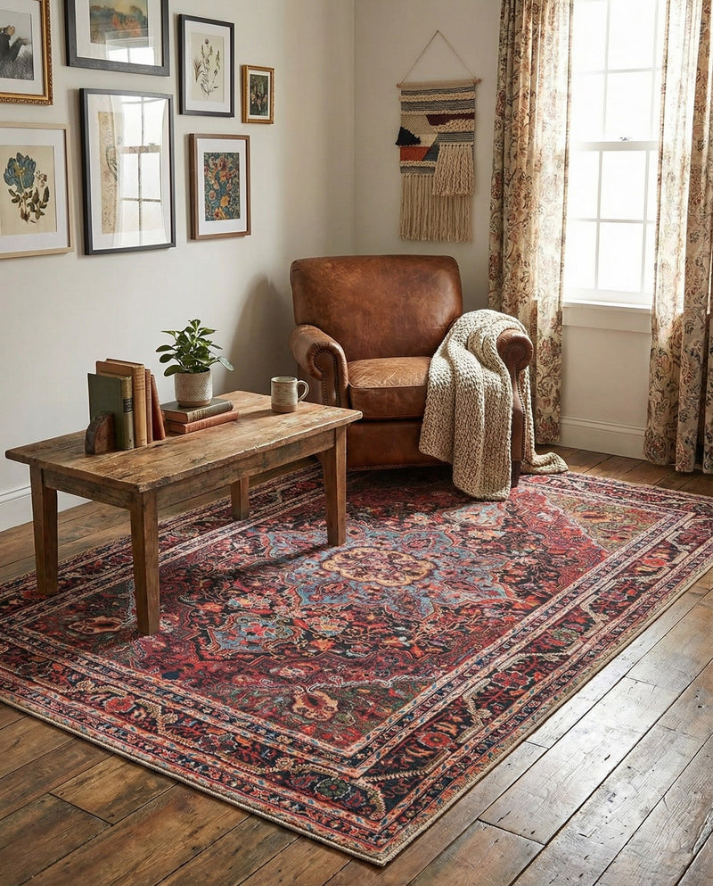 Heritage Elegance Collection Area Rug -  Schonbrunn Rectangle Burgundy  lifestyle 22
