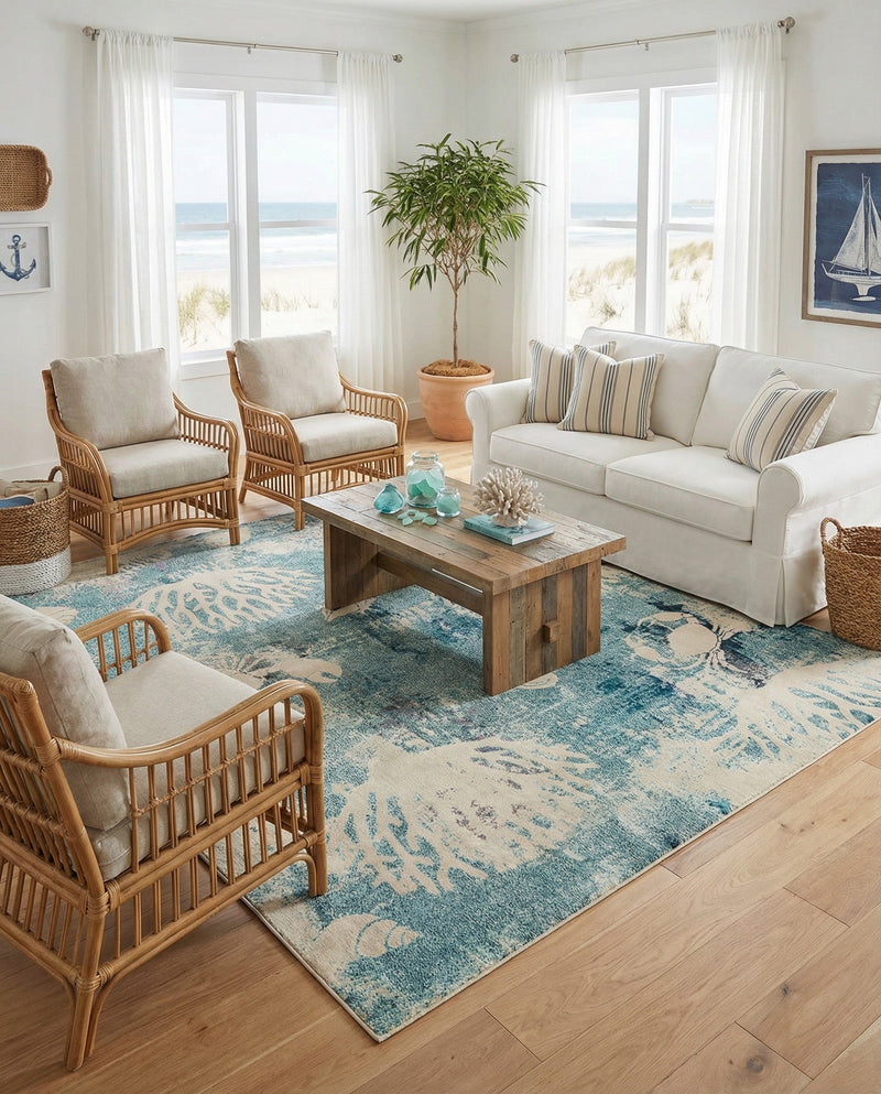 Sorrento Shores Collection Area Rug -  Vico Rectangle Light Blue  lifestyle 13