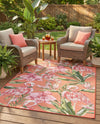 Seaside Blooms Collection Area Rug -  Kyoto Rectangle Coral  lifestyle 7