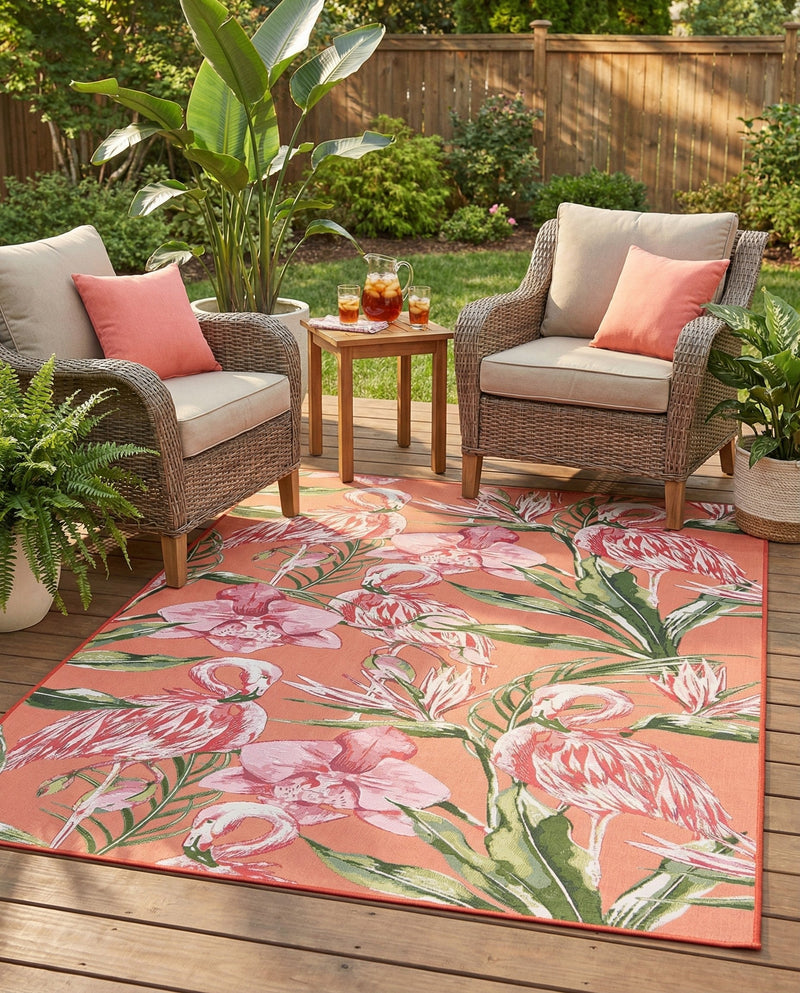 Seaside Blooms Collection Area Rug -  Kyoto Rectangle Coral  lifestyle 7