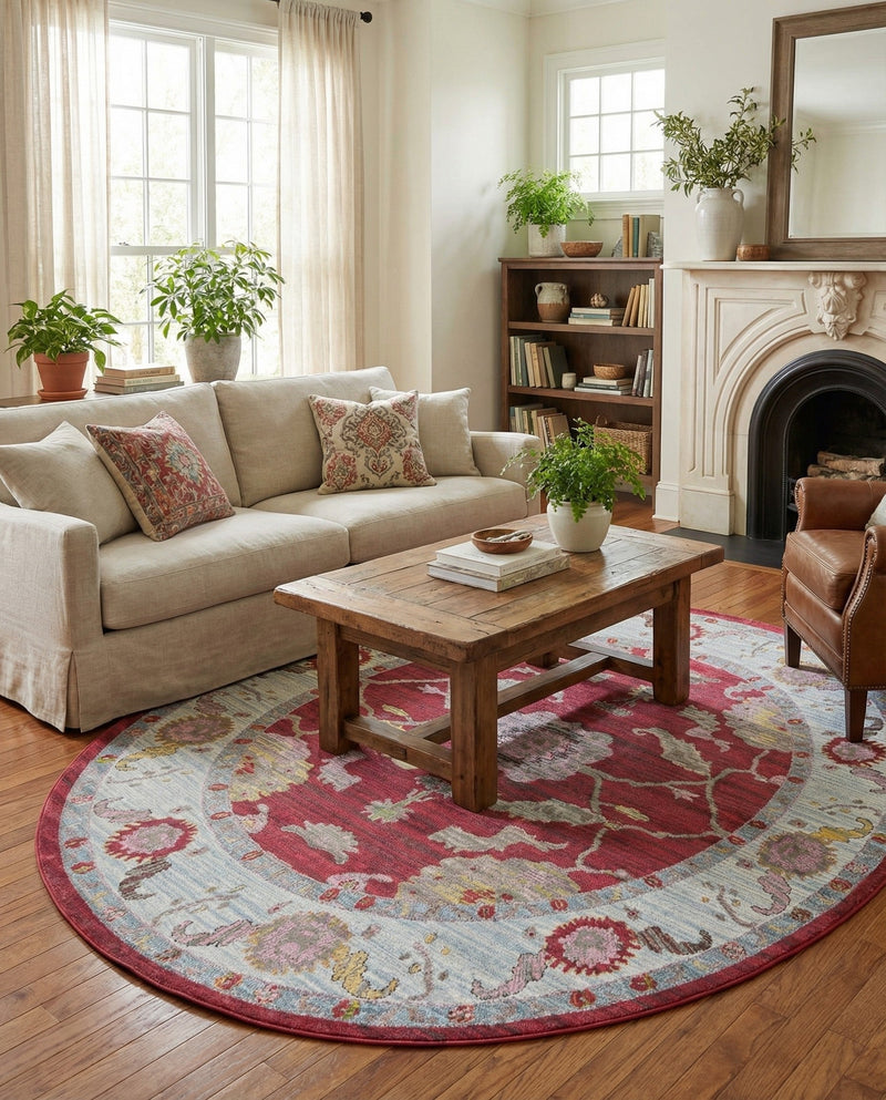 Arcadia Rugs Collection Area Rug - Eden (Red) Oval Red  lifestyle 57