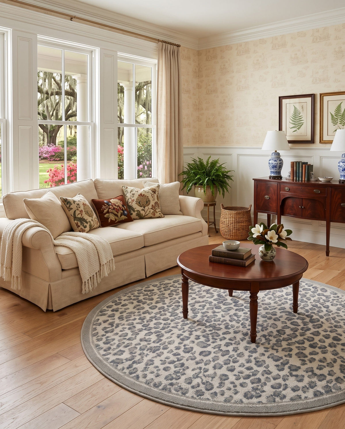Savannah Sojourn Collection Area Rug - Serengeti Round Gray  lifestyle 201