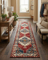 Patio Heritage Collection Area Rug -  Alcove Runner Red and Navy Blue  lifestyle 69
