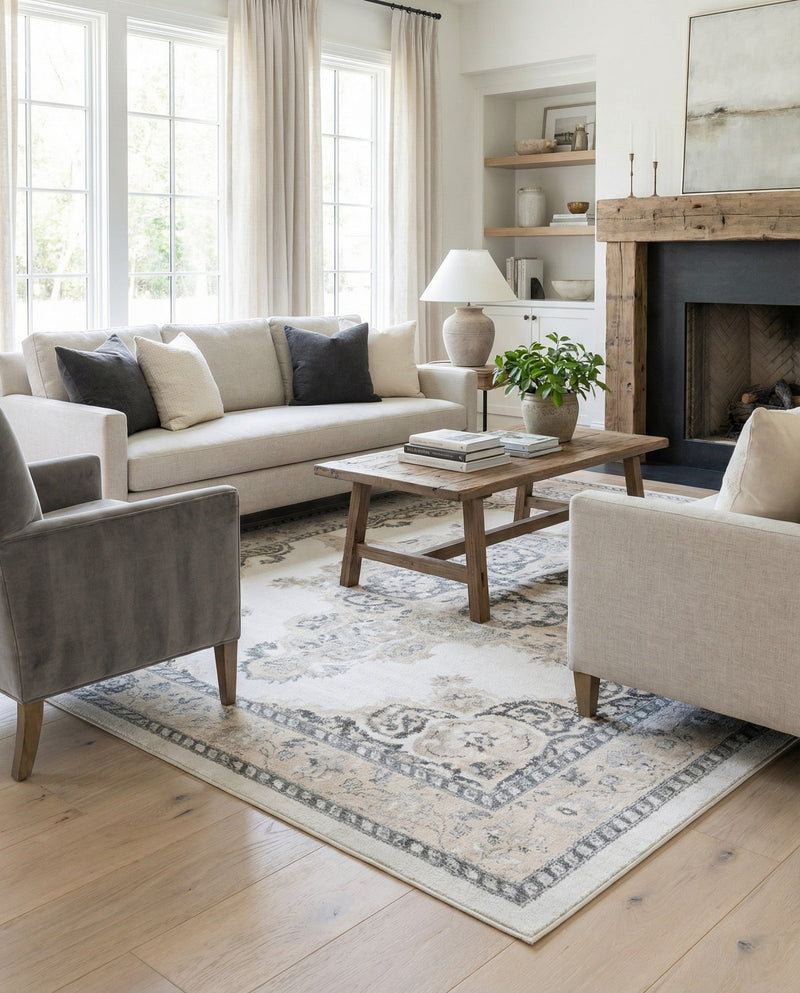 Beverly Grove Collection Area Rug -  Fairfax (Ivory) Rectangle Ivory  lifestyle 9