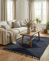 Thar Cotton Collection Area Rug - Jaisalmer (Navy Blue) Rectangle Navy Blue  lifestyle 11
