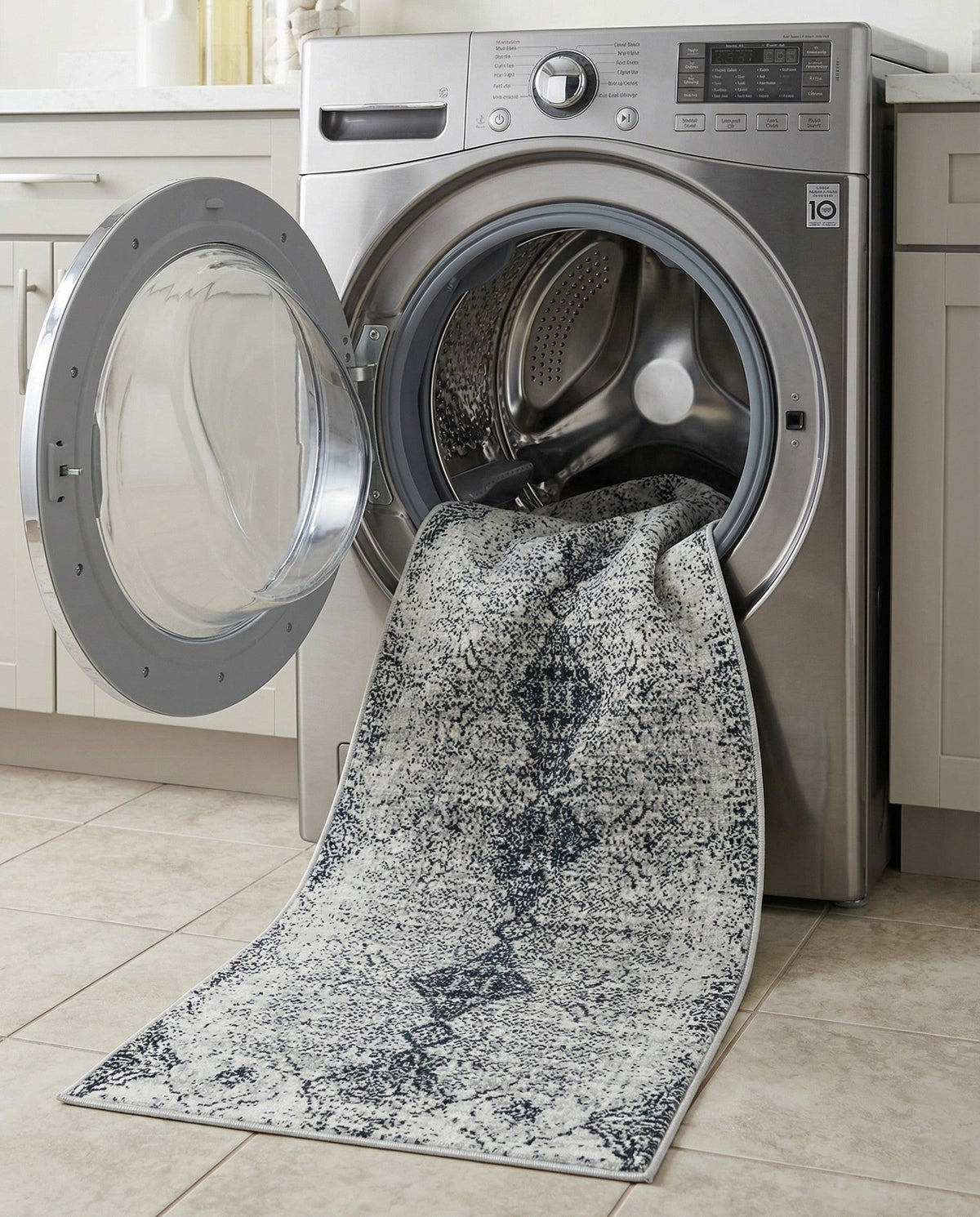 Aegean Elegance Washables Collection Area Rug -  Naxos Runner Black and White  lifestyle 133