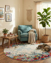 Chromatic Oasis Collection Area Rug -  Blush Round Multi  lifestyle 80