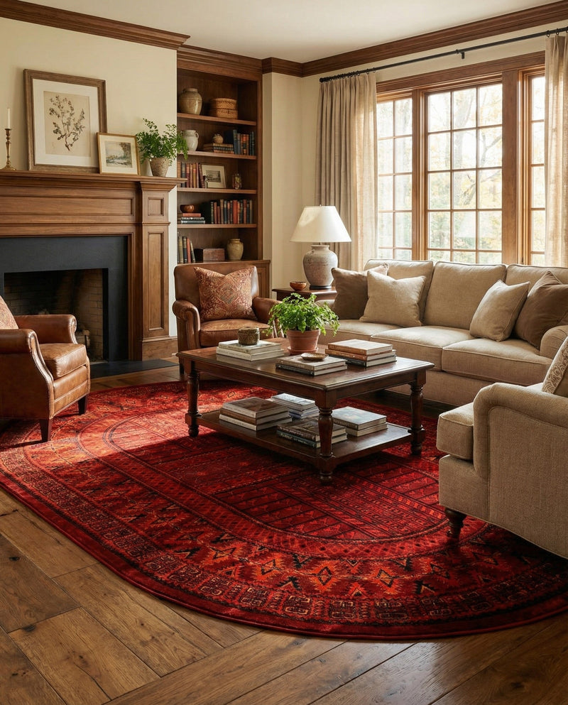 Samarkand Elegance Collection Area Rug -  Ark Oval Red  lifestyle 45