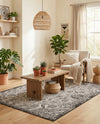 Tribal Terrace Treasures Collection Area Rug - Mayan Marina (Charcoal Gray) Rectangle Charcoal Gray  lifestyle 26