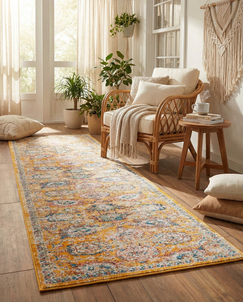 Seville Stripes Collection Area Rug -  Cordoba (Yellow) Runner Yellow  lifestyle 19