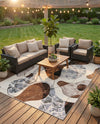 Urban Terrace Collection Area Rug -  Garden Rectangle Brown and White  lifestyle 3