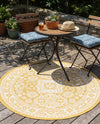 Tribal Terrace Treasures Collection Area Rug -  Incan Isle (Yellow) Round Yellow  lifestyle 64