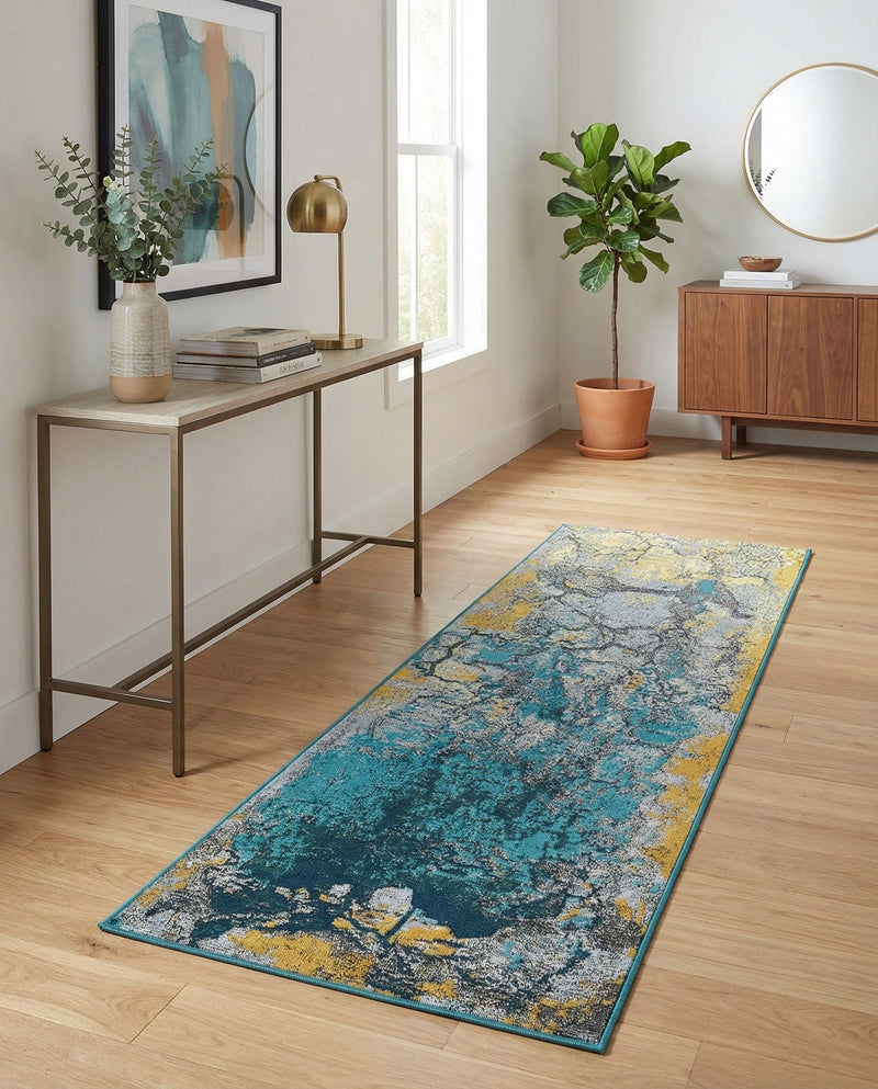 Urban Terrace Collection Area Rug -  Lanai Runner Gradient Blue  lifestyle 52