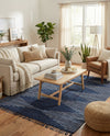 Thar Cotton Collection Area Rug - Jaisalmer (Navy Blue) Rectangle Navy Blue  lifestyle 8