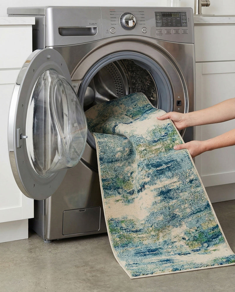 Chromatic Oasis Collection Area Rug -  Serene Runner Light Blue  lifestyle 35