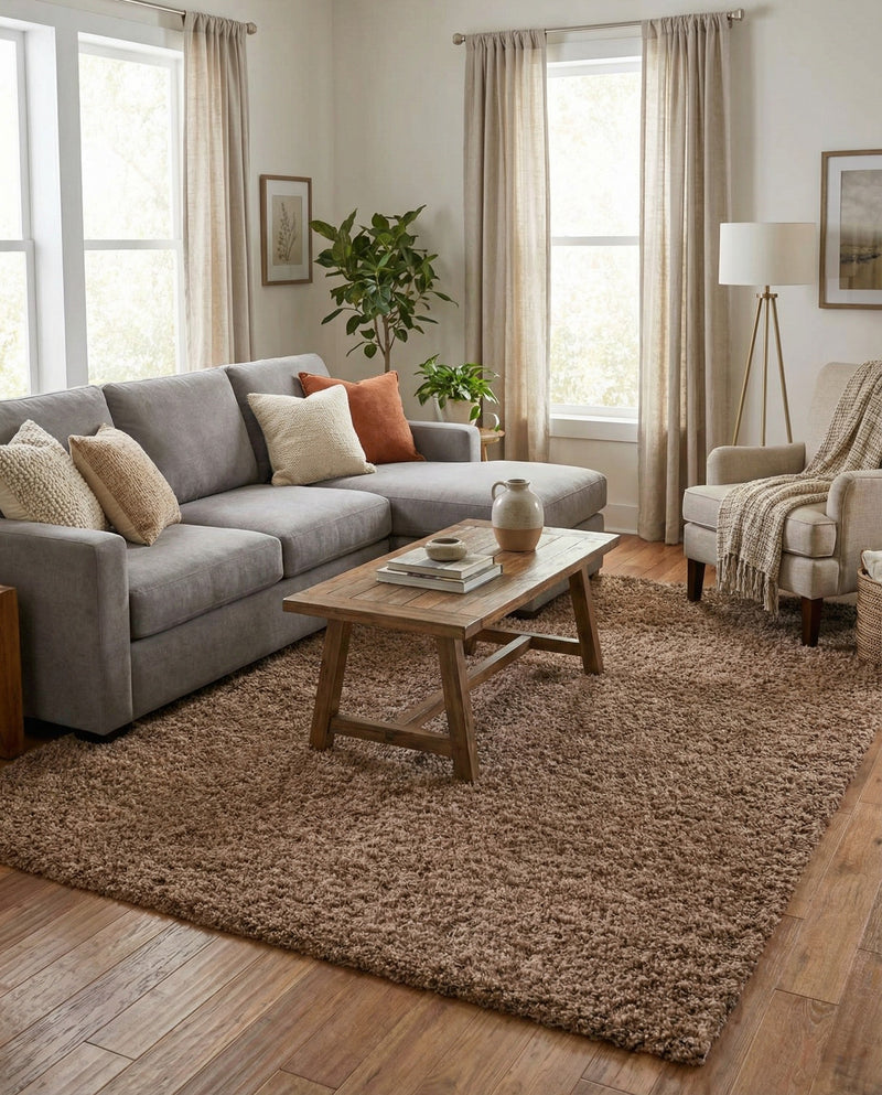 Plush Oasis Collection Area Rug - Serenity (Sandy Brown) Rectangle Sandy Brown  lifestyle 4