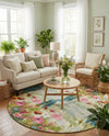 Seaside Blooms Collection Area Rug -  Amalfi Round Multi  lifestyle 48