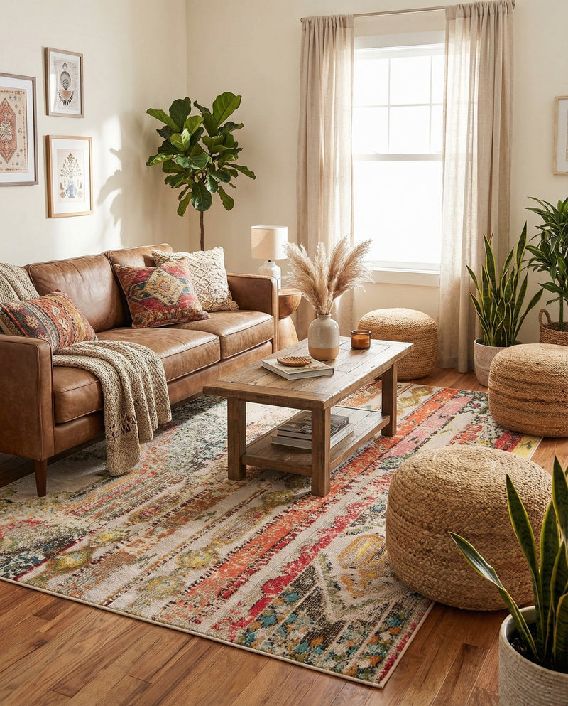 Outdoor Marrakesh Collection Area Rug -  Agadir Rectangle Multi Beige  lifestyle 19